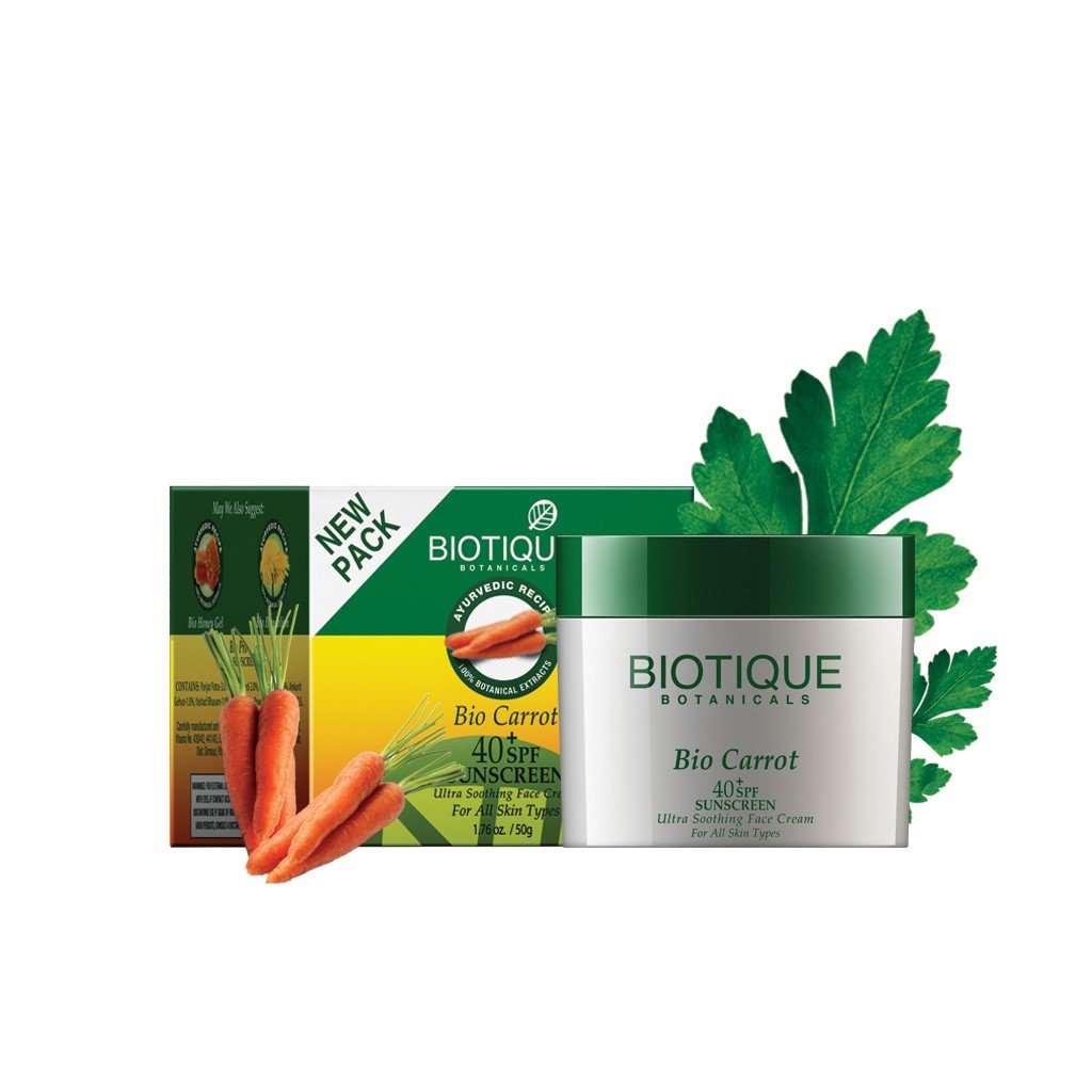 Biotique Bio Carrot Face And Body Sun Cream For All Skin Types Spf 40, 55Gm (Pack Of 2)