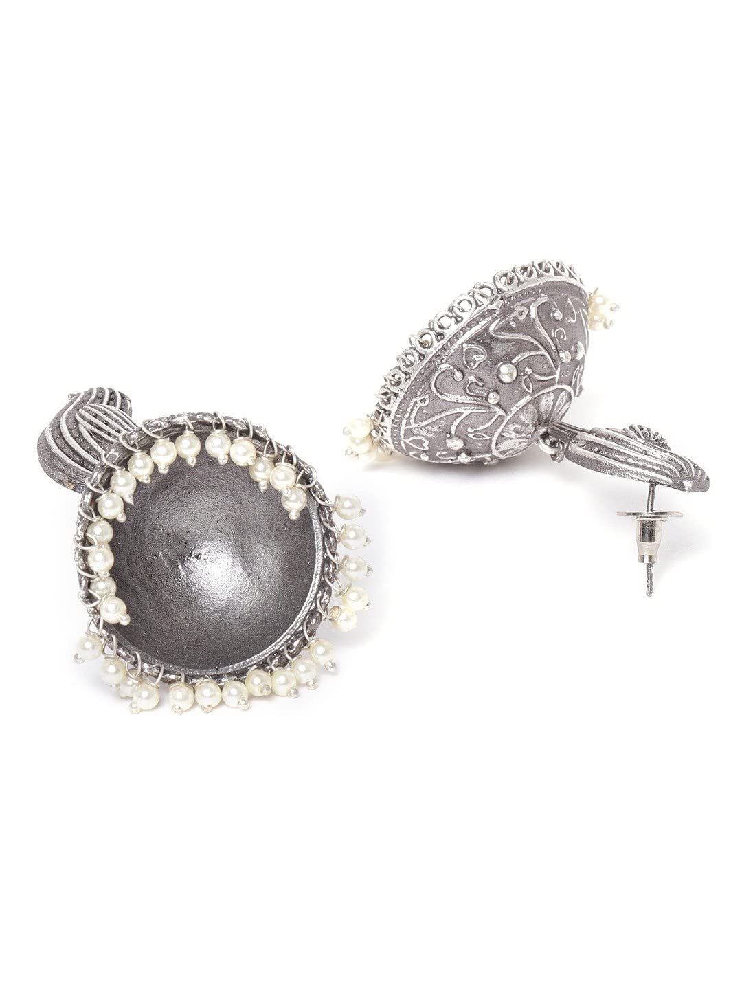 Priyaasi Oxidised Silver-Plated Bird inspired Jhumka