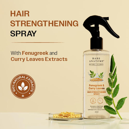 Bare Anatomy Nature x Science Hair Fall Control Spray with Methi, Curry Leaves & Amla | For Thicker, Longer Hair | Lightweight & Non-Sticky | 200ml