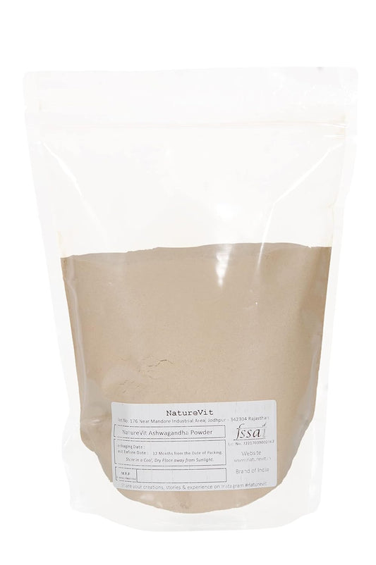 NatureVit Ashwagandha Powder 1Kg | Ayurvedic Root Powder | Natural Stress & Anxiety Relief | Boosts Strength, Stamina & Immunity | Pure & Unprocessed Herbal Supplement