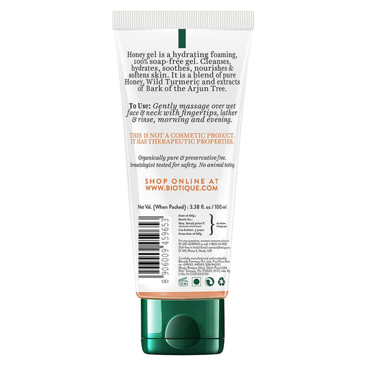 Biotique Honey Gel Soothe & Nourish Foaming Face wash | Soap Free Formula | Reduce Dryness | 100% Botanical Extracts | Suitable for All Skin Types | 100ml (Pack of 2)