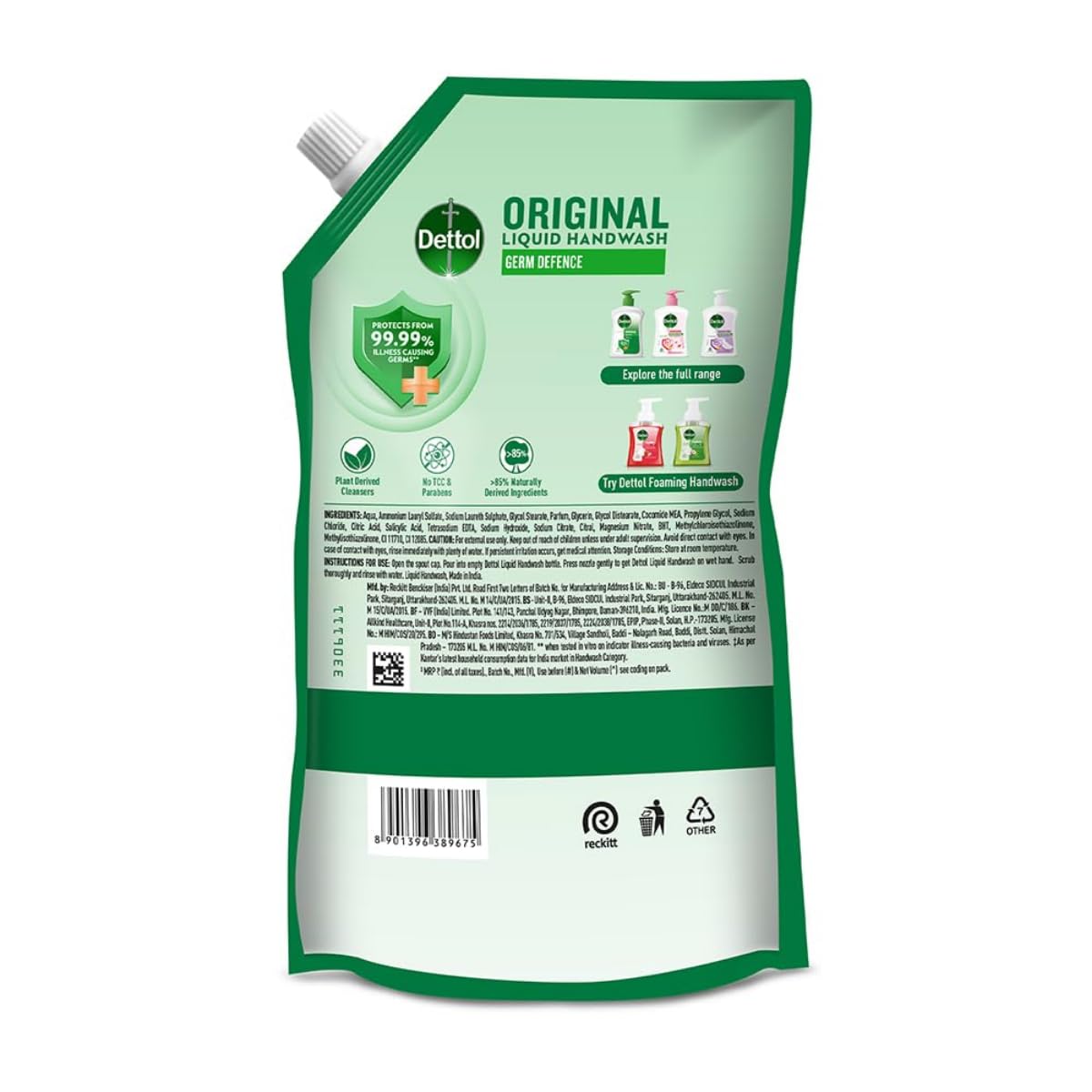 Dettol Liquid Handwash Refill - Original Hand Wash- 675ml | Germ Defence Formula | 10x Better Germ Protection
