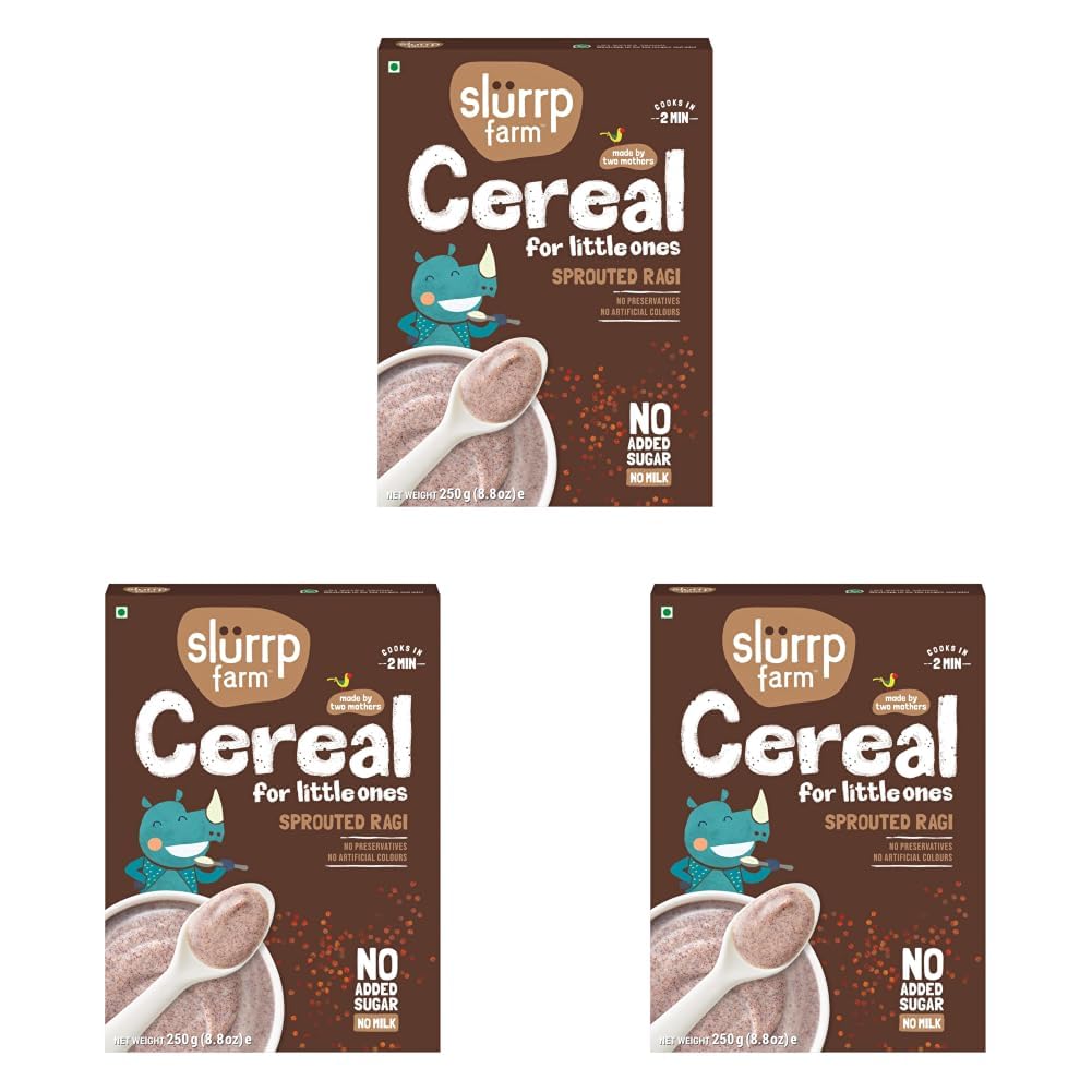 SLURRP FARM No Added Sugar,No Salt,Sprouted Ragi Powder,250 Gram (Pack of 3)