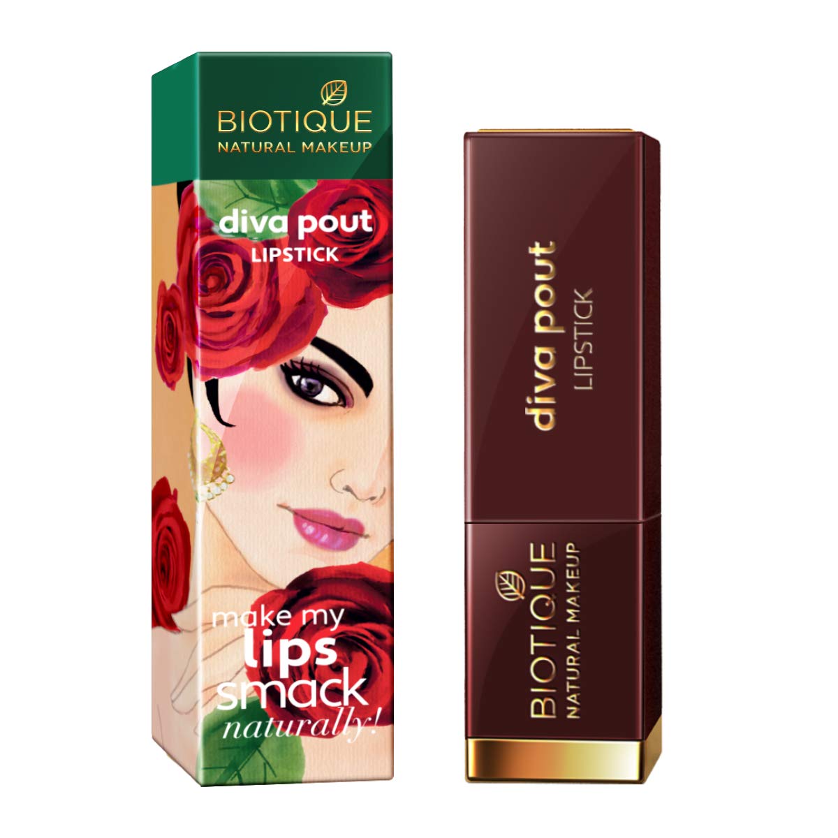 Biotique Natural Makeup Diva Pout Lipstick, Cinnabar Tease, 4g
