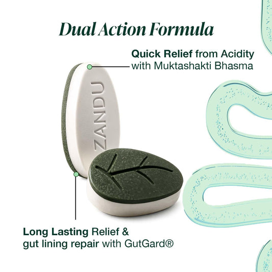 Zandu Good Gut Acidity & Bloating Relief Tablets | Clinically Proven | Instant & Long-Lasting Relief | Non-Habit Forming, 30 Tablets