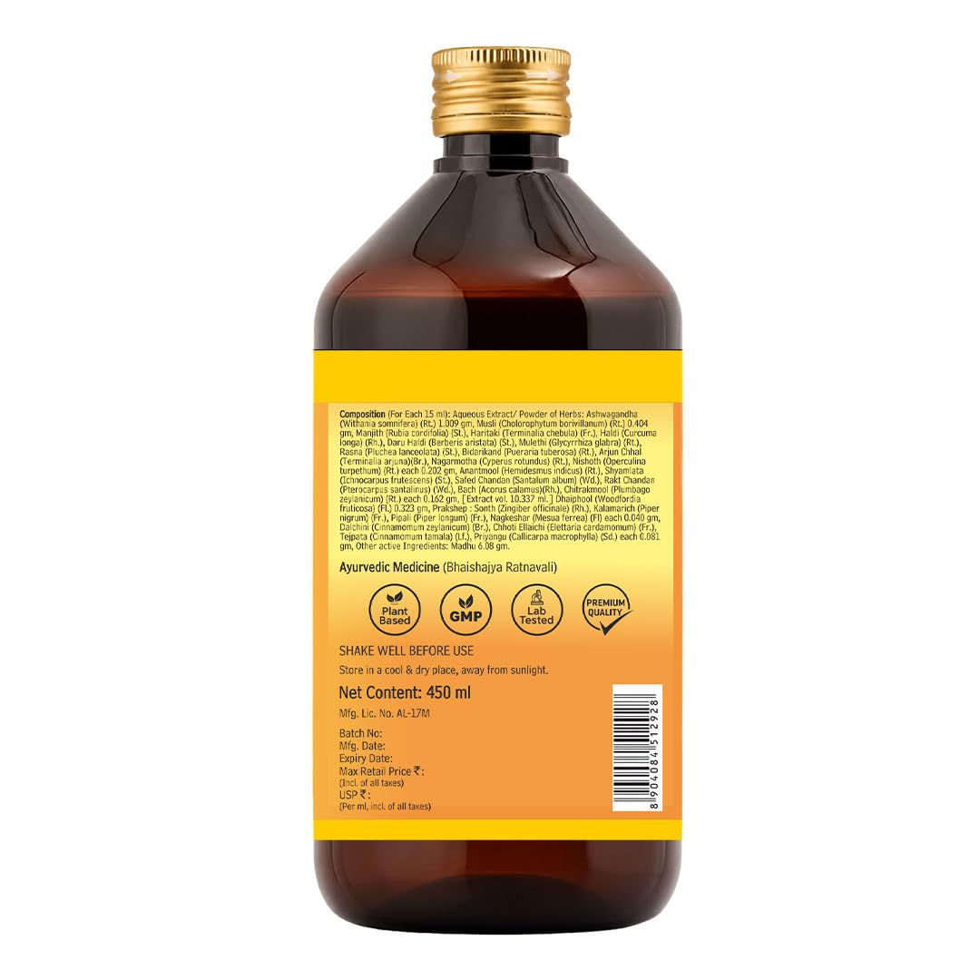 Baidyanath Ashwagandharishta - 450 ml | Boosts Immunity & Reduces Stress | For Health, Strength & Wellness