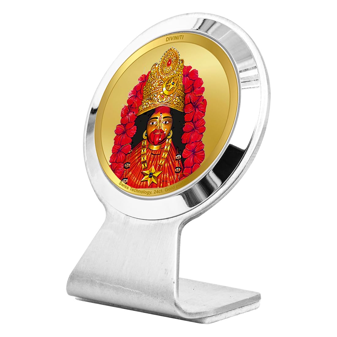 DIVINITI 24K Gold Plated Tara Devi Car Dashboard Idol Frame | Premium Spiritual Car Accessory for Divine Blessings & Positivity | Luxury Devotional Gift for Car, Office & Home | 6X4.5 CM
