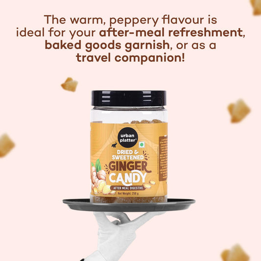 Urban Platter Dried Ginger Candy, 250g (Digestive | Travel-friendly | Helps prevent Nausea)