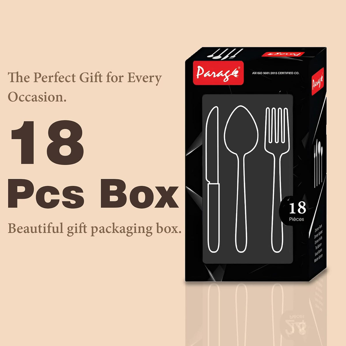 Parage 18 Pieces Stainless Steel Cutlery Set, Premium Cutlery for Home & Kitchen, Luxury Dining Tableware Gift for House Warming, Silver, Imperial (6 Pieces Each Table Spoons, Forks & Tea Spoons)