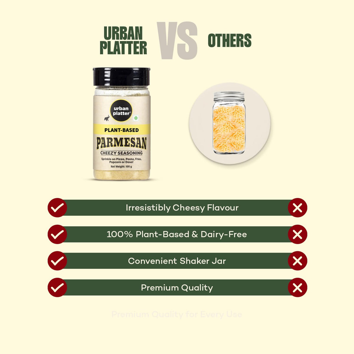 Urban Platter Parmesan Style Seasoning, 100g (Savoury Umami Sprinkle | Clean-Label | Ideal for Pasta, Salads, Snacks)