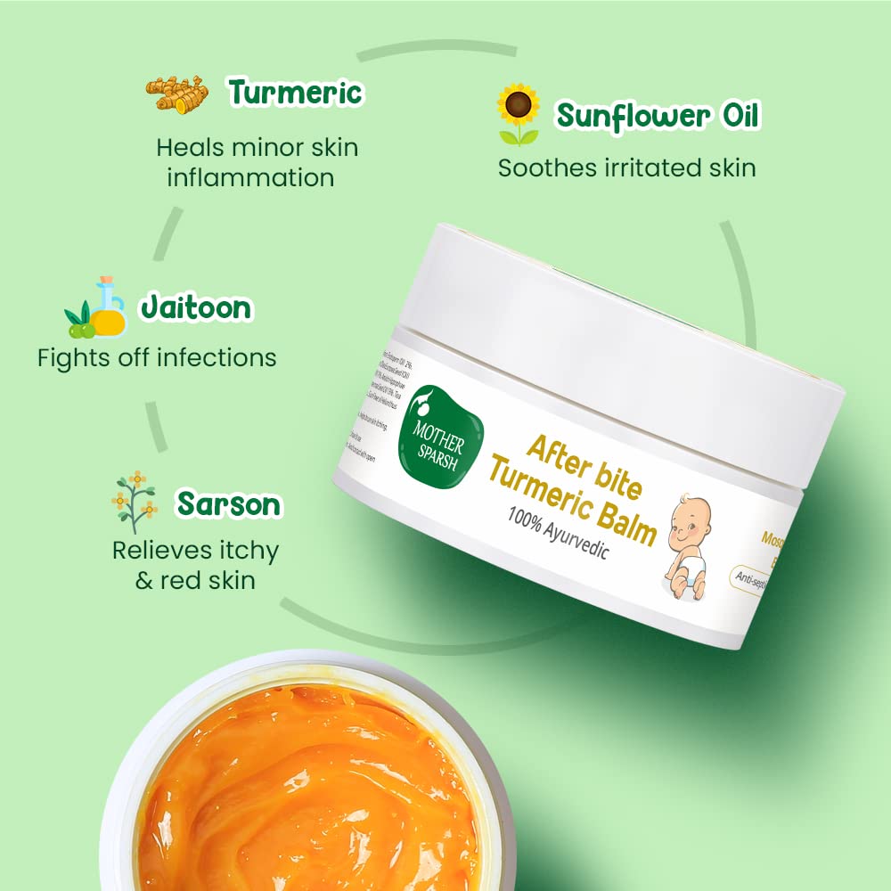 Mother Sparsh Natural Baby Liquid Cleanser (Powered by Plants) Cleanser, Refill Pack (1L) & Mother Sparsh After Bite Turmeric Balm, 25gm