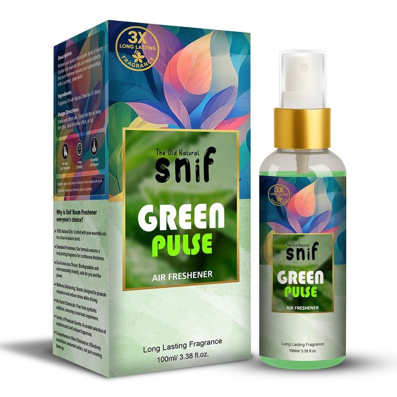 The Old Natural Snif Green Pulse & Bloom Burst Air Freshener Spray – 200ml | Uplifting Floral Aroma, Natural Air Freshener for Home, Office & Car Pack of 2 - Combo
