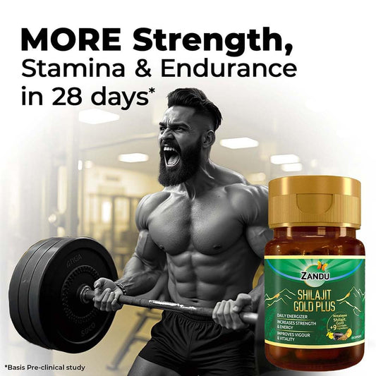 Zandu Shilajit/Shilajeet Gold Plus Capsules IBoosts Stamina, Strength & Energy in 28 Days | 20 Capsules I 100% Pure Himalayan Shilajit