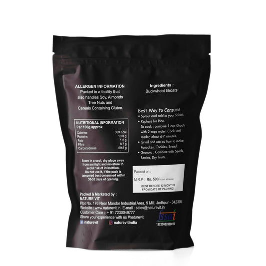 NatureVit Buckwheat Seeds, 5kg (1kg x 5 Packets) | Kuttu Giri | Hulled, Gluten Free Buckwheat Millet | High in Plant Protein & Fibre | Soak & Eat As Porridge