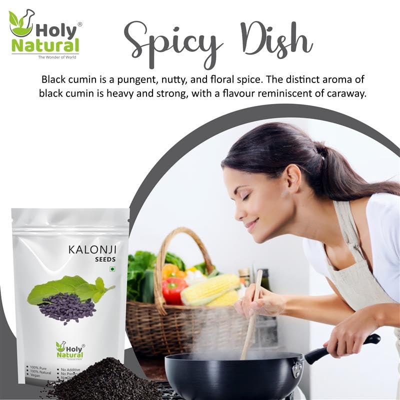 Holy Natural Kalonji Seeds – 400 Gm | Also called Black Seeds, Nigella Sativa and Black Cumin Seeds | Bold and Unique Seeds Flavor