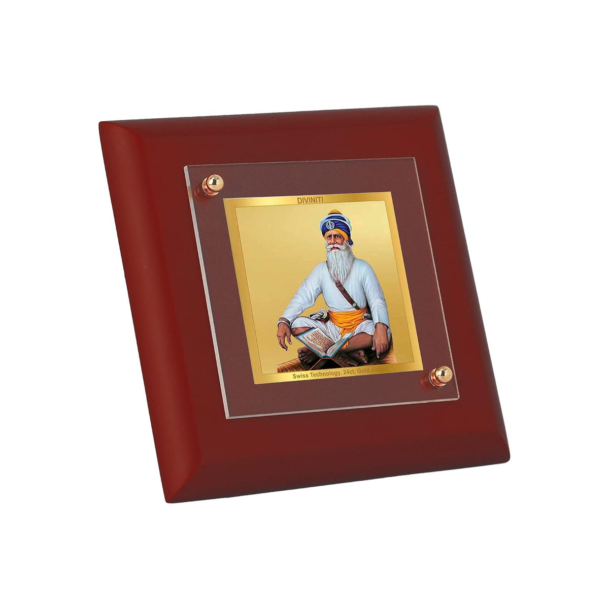 DIVINITI Baba Deep Singh Ji 24K Gold Plated MDF Photo Frame|Premium Religious Table Top Frame for Home, Office & Prayer Room|Luxury Spiritual Gift Item for Housewarming, Festive Gifting|10 x 10 CM