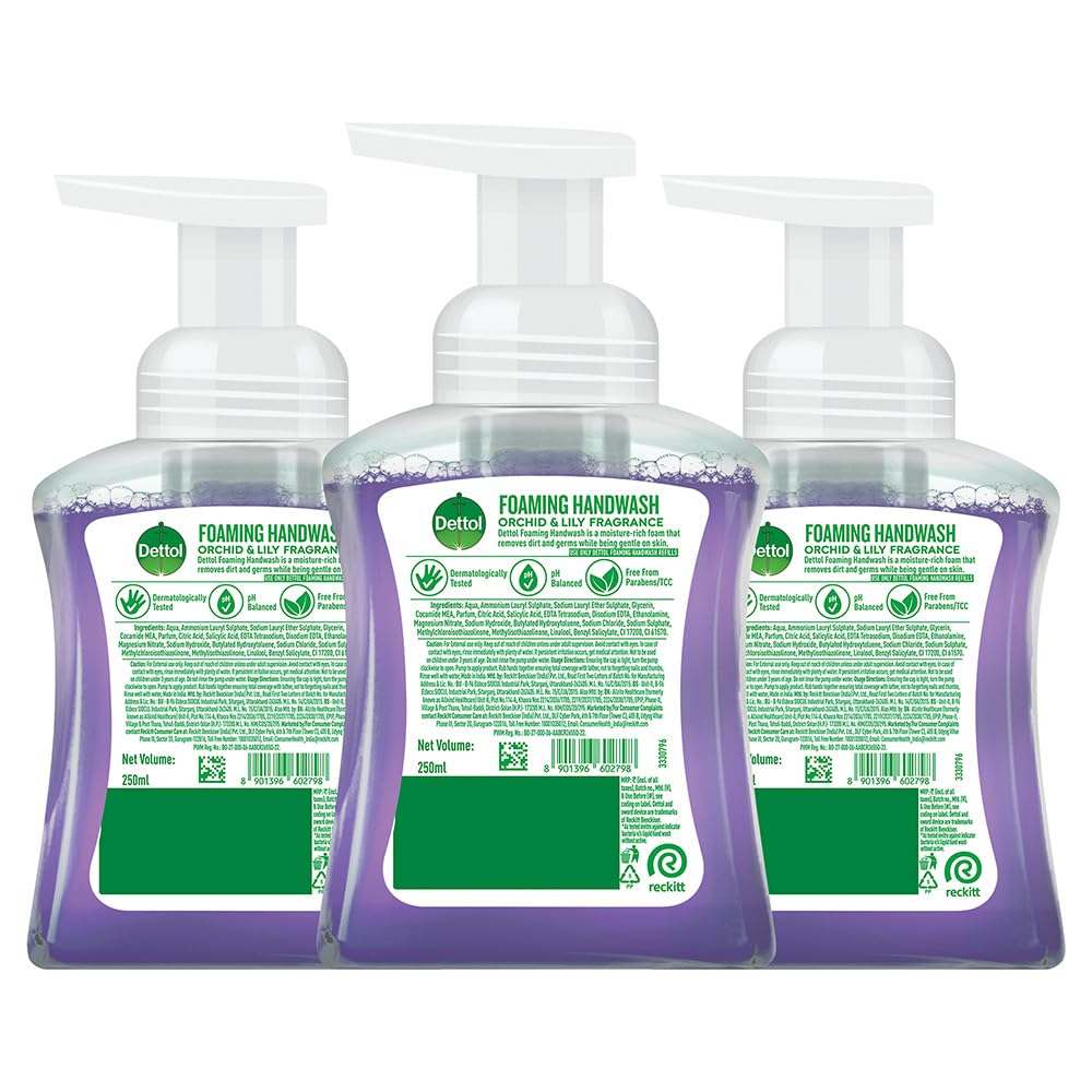 Dettol Orchid & Lily Foaming Handwash Pump 250ml (Pack of 3)