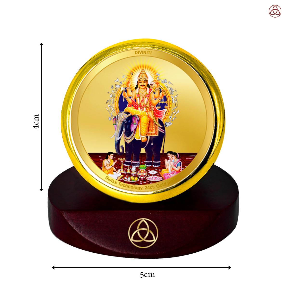 DIVINITI Vishwakarma Ji God Idol Photo Frame for Car Dashboard, Table Décor, office | MCF 1C Gold Photo Frames and 24K Gold Plated Foil| Religious photo frame idol for Pooja, Gifts Items (5.5X5.0CM)