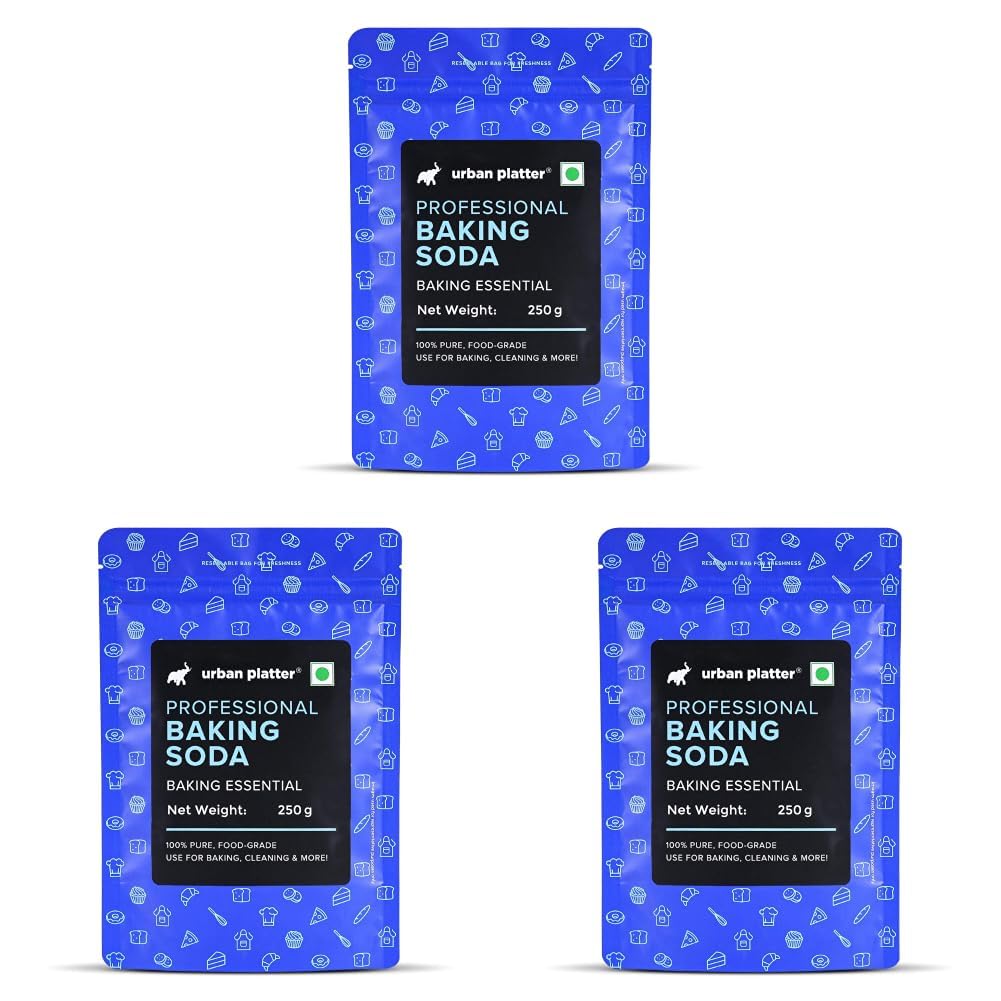 Urban Platter Baking Soda, 250g (Baking & Cooking Essential, Food-Grade Sodium Bicarbonate, Multi-Use Kitchen & Household Cleaner, Deodorizer) (Pack of 3)