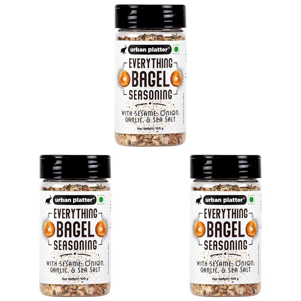 Urban Platter Everything Bagel Seasoning, 100g (Classic American Seasoning Blend with Onion Flakes, Garlic, Sesame Seeds and Pink Salt | Season toasts, breads and salads) (Pack of 3)