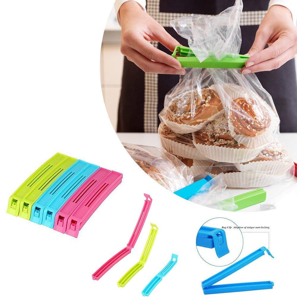 E-COSMOS® 18 Pcs Plastic Food Bag Clips, Multi-Size Snack Sealing Clips (Large, Medium, Small), Airtight Kitchen Pouch Sealer for Bread, Chips & Frozen Food - Multicolor