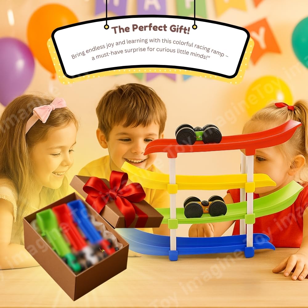 Toy Imagine 4-Level Car Ramp Racer Toy with 4 Cars