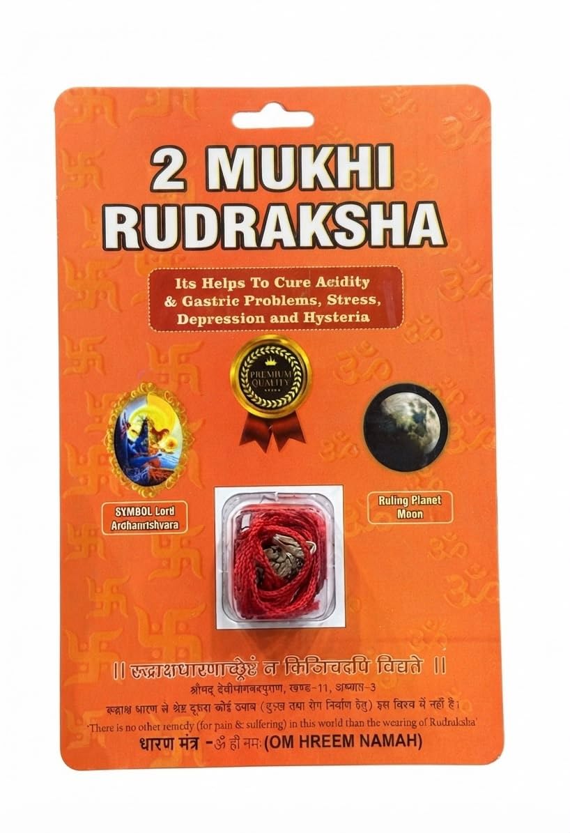 RUDRADIVINE RUDRADIVNE 2 Mukhi Rudraksha Bead with Red Thread.