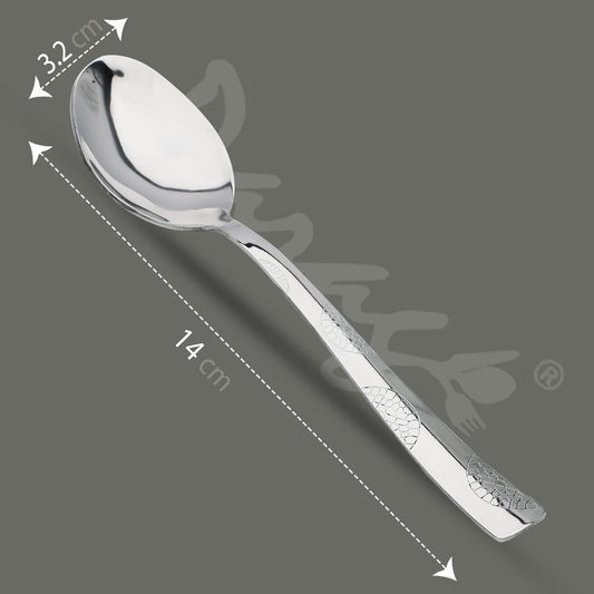 Parage 6 Pieces Stainless Steel Tea Spoons,14 cm Long, Premium Spoons Set for Home & Kitchen, Luxury Dinning Tableware Cutlery Set Gift for House Warming,6 Small Spoon, Silver Moonpress Design