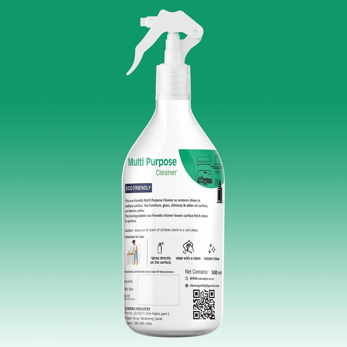 Astro Plus+ Multi Purpose Cleaner 250 ml | Powerful Degreasing Spray for Kitchen, Bathroom, Glass & Car | Tough on Grease, Oil & Dust | Eco Friendly All Surface Cleaner