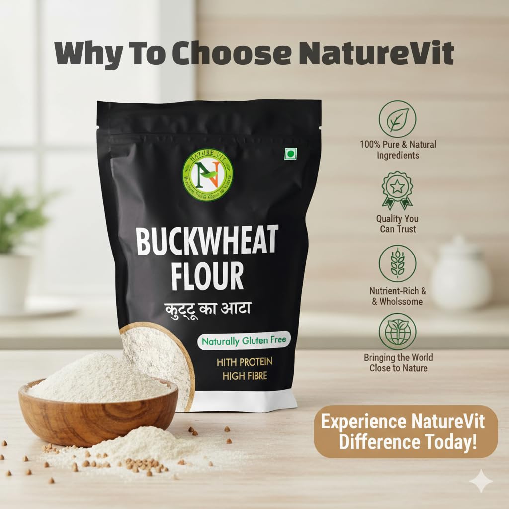 NatureVit Buckwheat, 400g | Kuttu Ka Atta | Gluten-Free Millet for Fasting, Cooking & Healthy Recipes | High in Fiber & Protein | Ideal for Navratri & Vrat | Freshly Packed