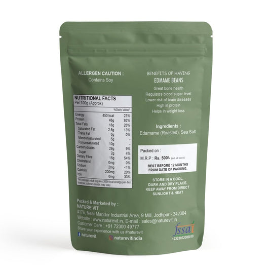 NatureVit Edamame Beans, 200g (100g x 2 Pcs.) | High Protein Snack | Roasted Soybean Snack | Healthy Vegan Superfood | Rich in Fiber & Nutrition