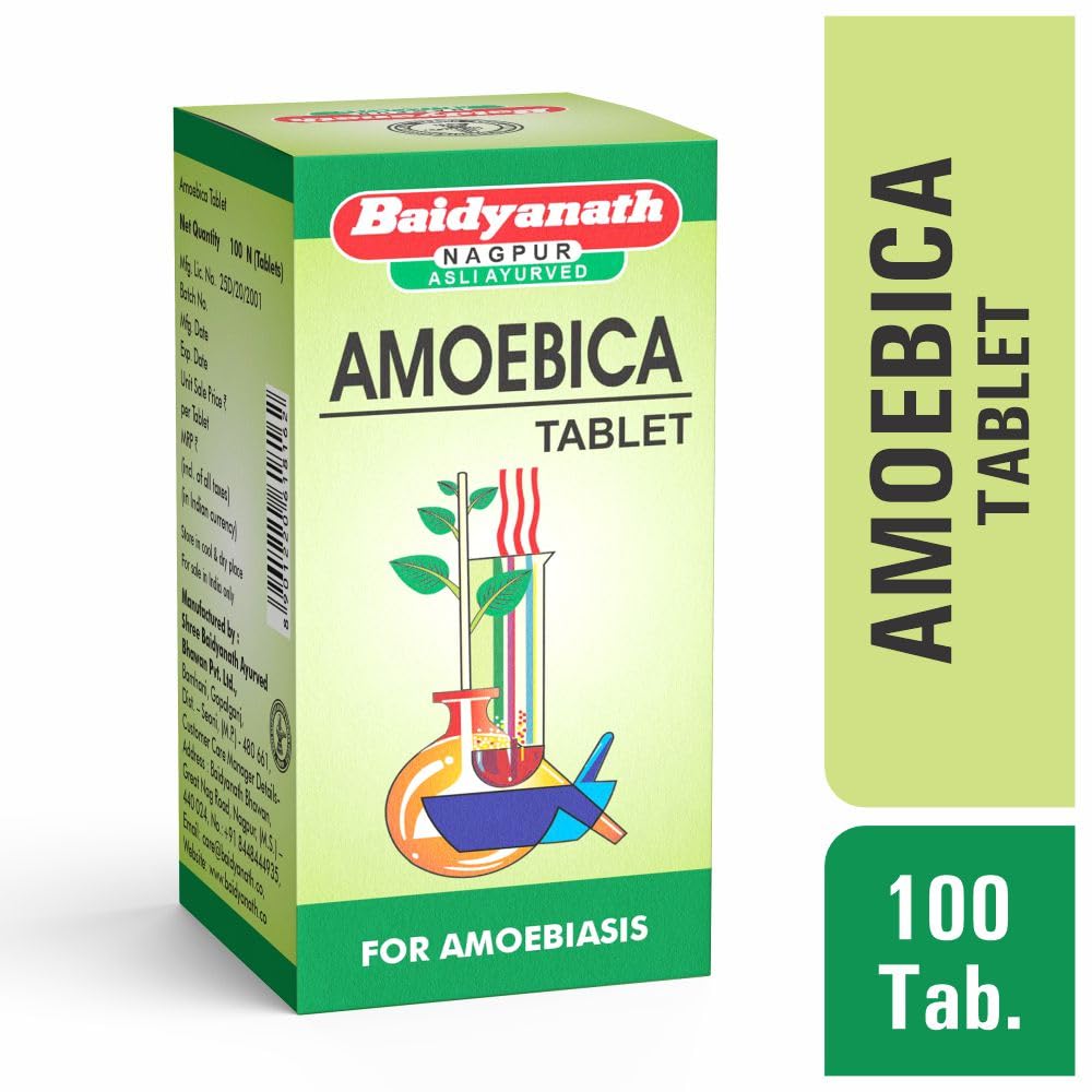 Baidyanath Asli Ayurved Amoebica I Ayurvedic Diarrhea Medicine I 100 Tab (Pack of 2)