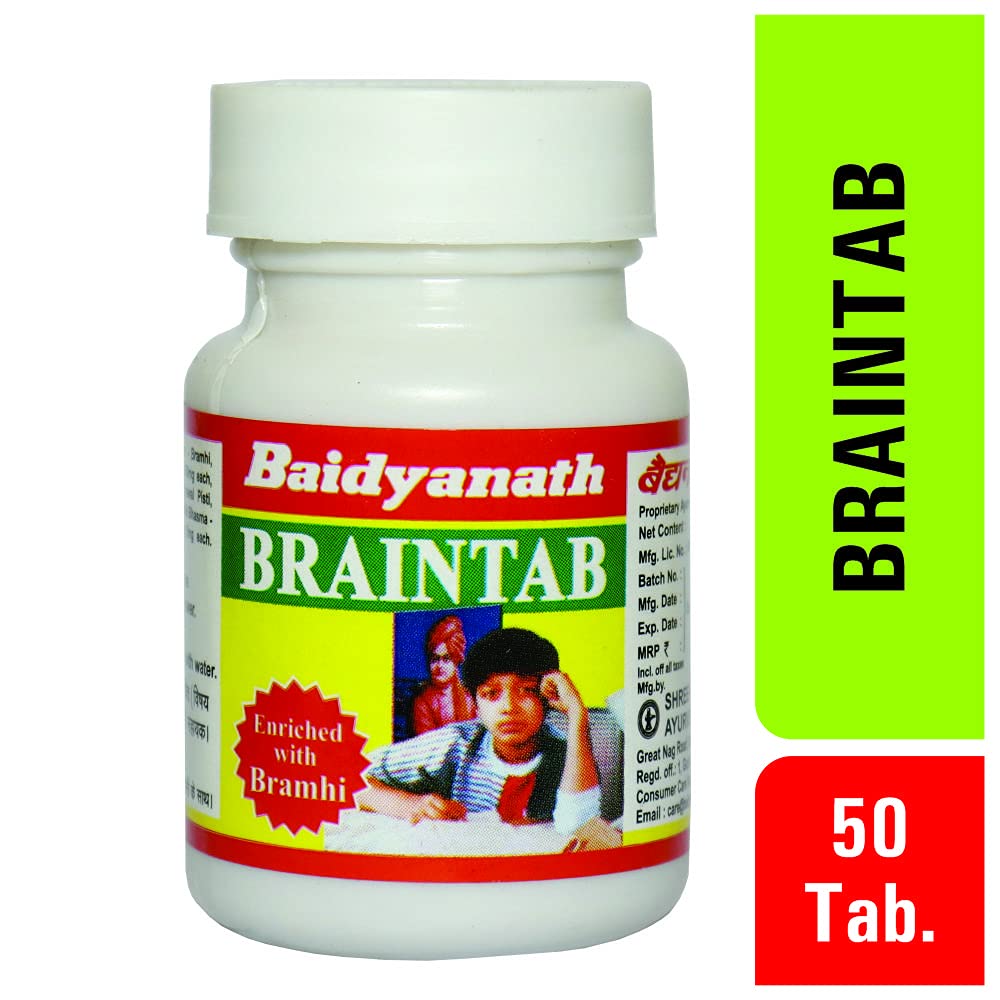 Baidyanath Asli Ayurved Braintab - 50 Tablets (Pack of 4) | Enriched with Brahmi & Shankhpushpi for Memory Wellness