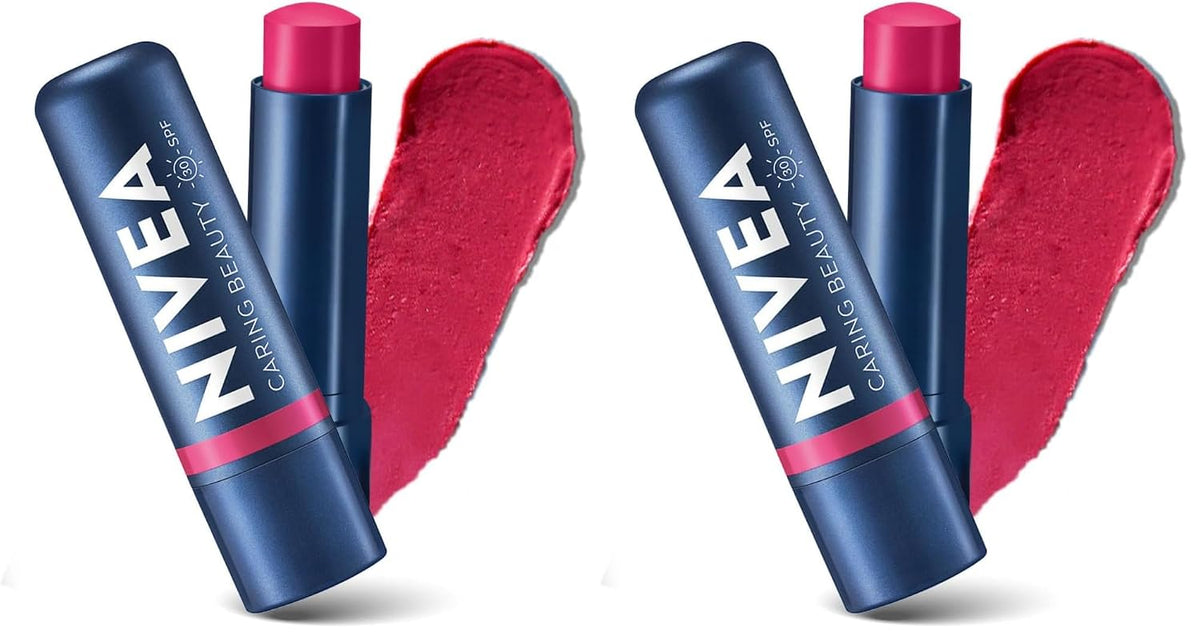 NIVEA Lip Caring Beauty Pink Lip Balm | Lip & Cheek Tint with SPF 30 (Pack of 2)