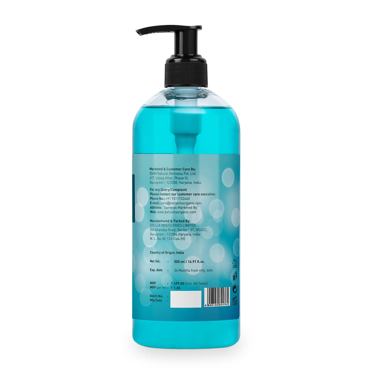 Bella Vita Luxury Skai Aquatic Body Wash Refreshing Shower Gel for Deep Cleansing, Hydrating & Moisturising Skin with Aloe Vera 500 Ml