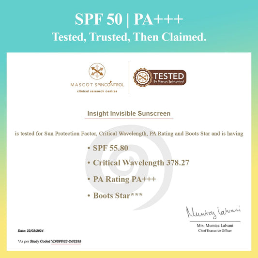 INSIGHT Invisible Gel Sunscreen SPF 50 | PA+++ Broad Spectrum | No White Cast, Oil-Free, Non-Comedogenic, Water & Humidity Resistant | Lightweight & Hydrating Sun Protection for All Skin Types