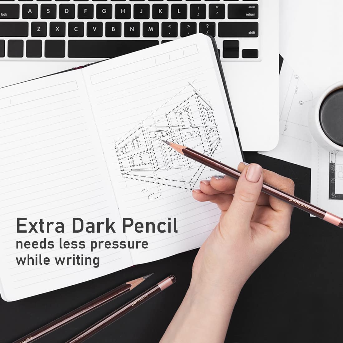 Linc Pentonic Extra Dark Graphite Pencil Box Pack | HB2 Lead | Set of 10 Pcs x 2 Packs