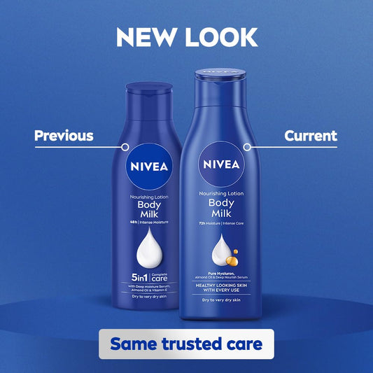 NIVEA Nourishing Body Milk 120ml Body Lotion with Deep Moisture Serum | 48 H Moisturization | With 2X Almond Oil | Smooth and Healthy Looking Skin |For Very Dry Skin