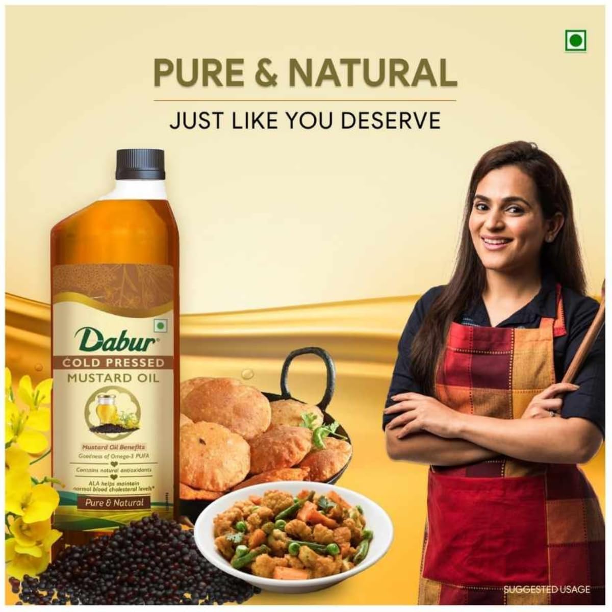 Dabur Pure & Unrefined Cold Pressed Mustard Oil 3L