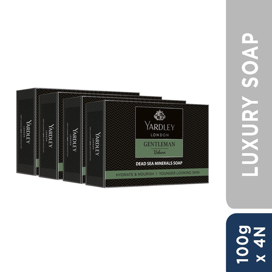 Yardley London Gentleman Urbane Soap, with Dead Sea Minerals, for deep nourishment and younger looking skin (Pack Of 4, 4x100g)