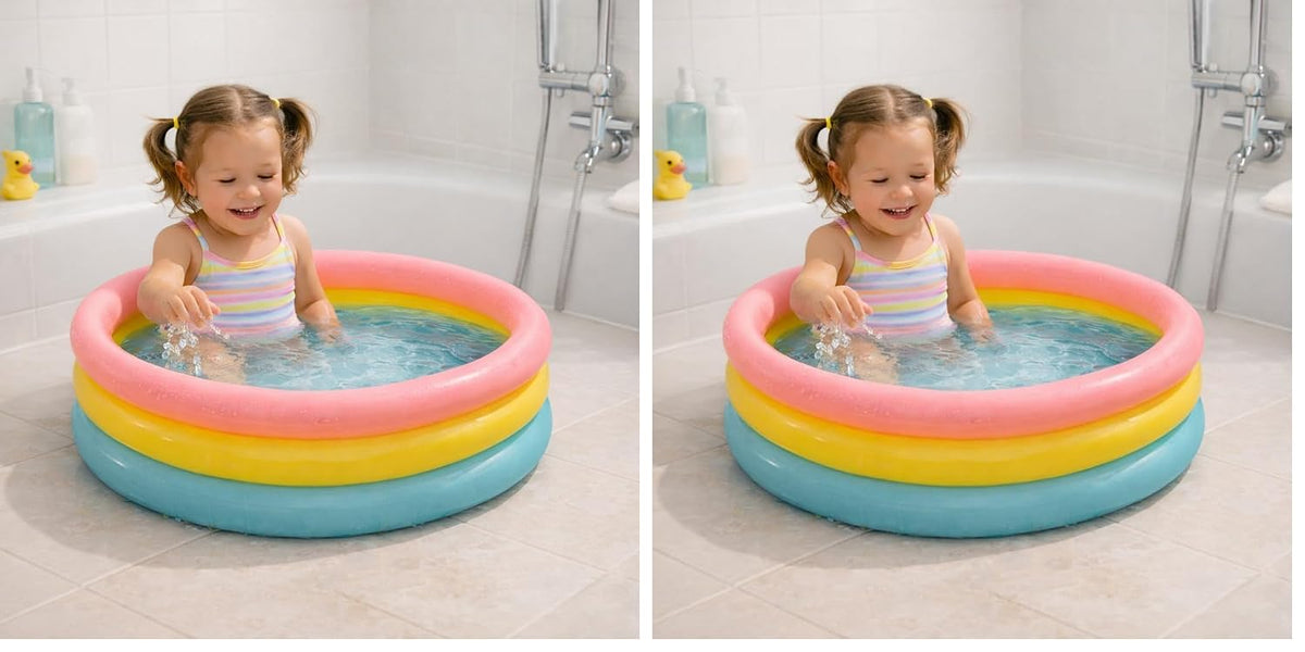 Toy Imagine Baby Bath Tub 0–3 Years | 2 Feet Round Pool 34" X 10" Sunset Glow | Soft Inflatable Baby/Kids Tub | Home & Outdoor Swimming Pool for Kids 1-5 Years, Multicolor (Pack of 2)