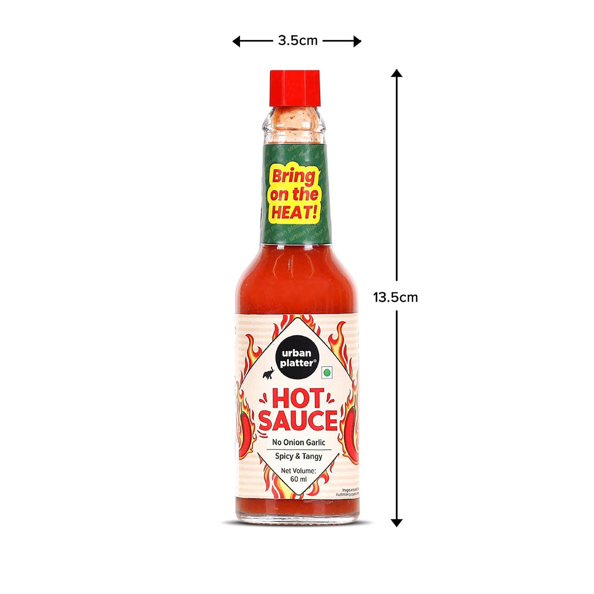 Urban Platter Hot Sauce, 60ml (Tangy & Balanced Chilli Heat, Made with Indian Chillies, No Onion, No Garlic, No Preservatives)