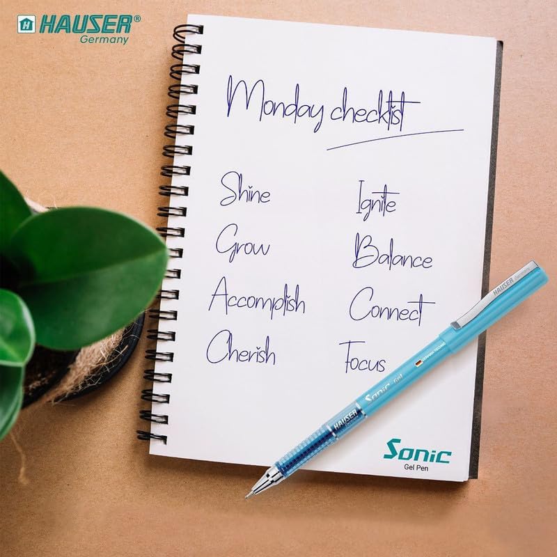 Hauser Sonic 0.55 mm Gel Pen Combo Pack | Comfortable Grip With Smudge Free Writing | 10 Pcs Blue Ink & 10 Pcs Black Ink