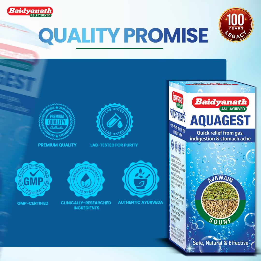 Baidyanath Aquagest – 100 g | Ayurvedic Herbal Formula with Ajwain (Trachyspermum Ammi) and Fennel (Foeniculum Vulgare) for Digestive Care