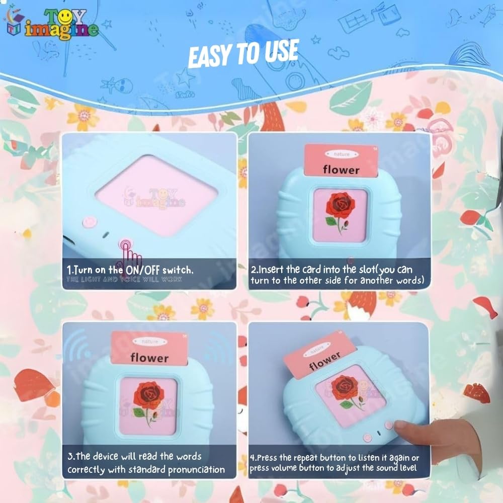Toy Imagine Talking Flash Cards Toy for Kids | 224-Word Learning Device for Toddlers | Montessori Learning Toys for Boys & Girls Ages 2-6 | Preschool Game & Birthday Present,Language Skills