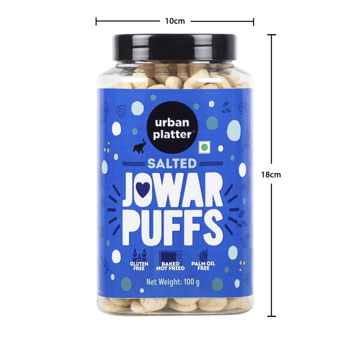 Urban Platter Jowar Puffs, 100g (Gluten-Free | Palm Oil-Free | Baked, Not Fried | Light & Crunchy | Sorghum Puffs)