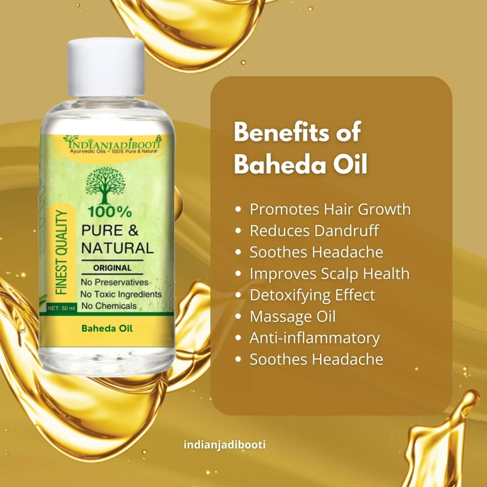 IndianJadiBooti Pure Baheda Hair & Scalp Oil | Traditional Botanical Infusion for Hair Luster, Scalp Wellness & External Grooming Rituals |100ml
