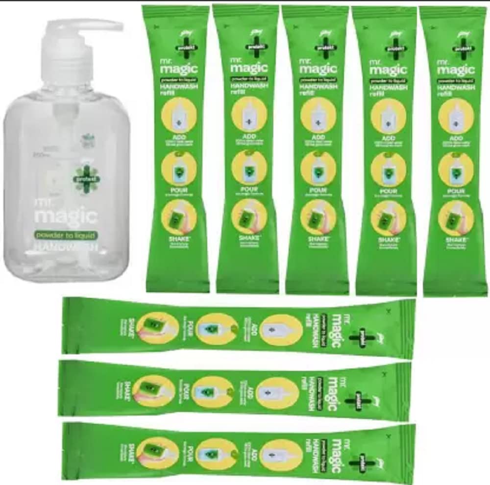 Godrej aer Magic Powder to Liquid Hand Wash 1 Bottal + 8 Refill 9g Hand Wash Bottle + Refill (9 x 8 g)
