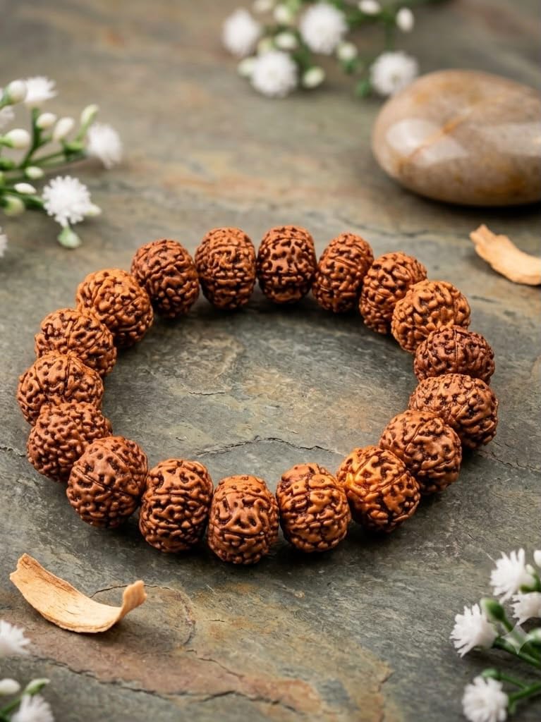RUDRADIVINE 7 Mukhi Rudraksha Bracelet, Brown Round Bead
