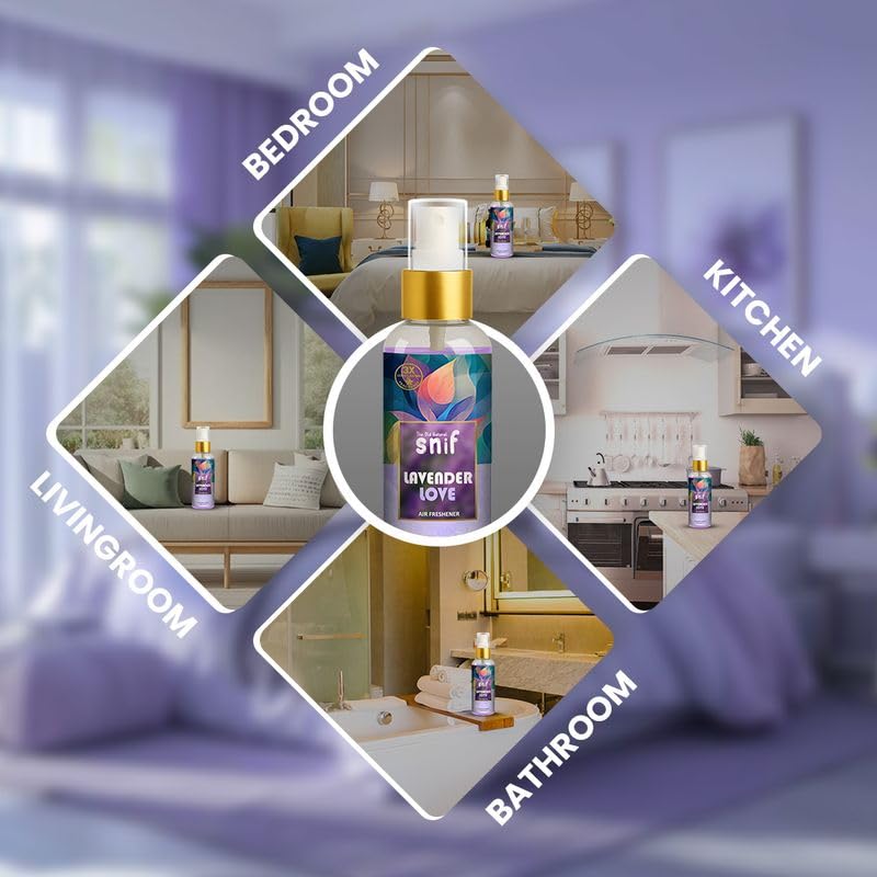 The Old Natural Snif Lavender Love & Rose Aura Air Freshener Spray – 200ml | Uplifting Floral Aroma, Natural Air Freshener for Home, Office & Car Pack of 2 - Combo